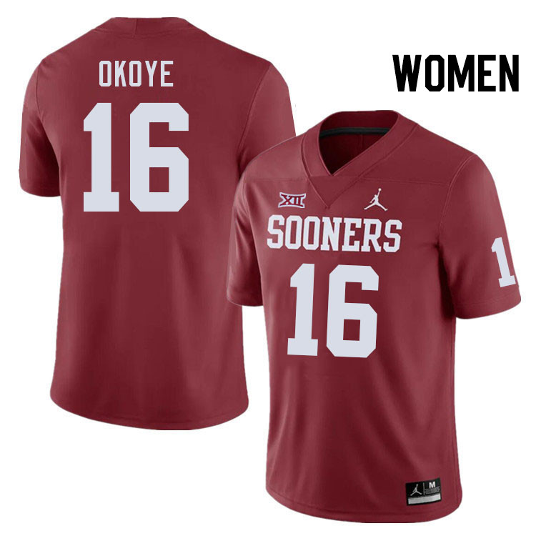 Women #16 Danny Okoye Oklahoma Sooners College Football Jerseys Stitched-Crimson